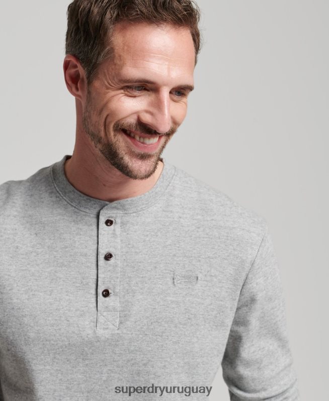 uy Superdry hombres top de algodón orgánico con logo vintage bordado gris DT2N8Z1543 ropa