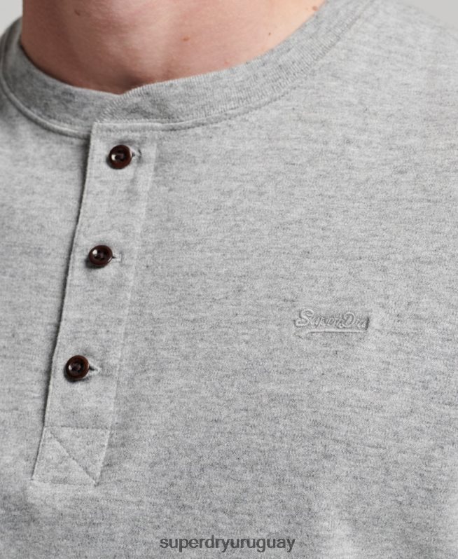 uy Superdry hombres top de algodón orgánico con logo vintage bordado gris DT2N8Z1543 ropa