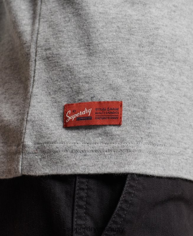 uy Superdry hombres top de algodón orgánico con logo vintage bordado gris DT2N8Z1543 ropa