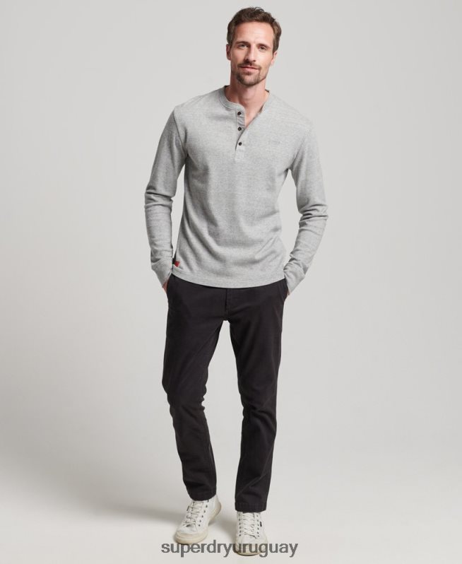 uy Superdry hombres top de algodón orgánico con logo vintage bordado gris DT2N8Z1543 ropa