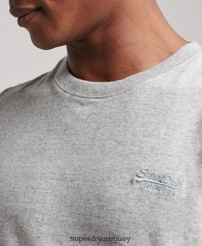 uy Superdry hombres top de algodón orgánico con logo vintage bordado gris DT2N8Z1547 ropa