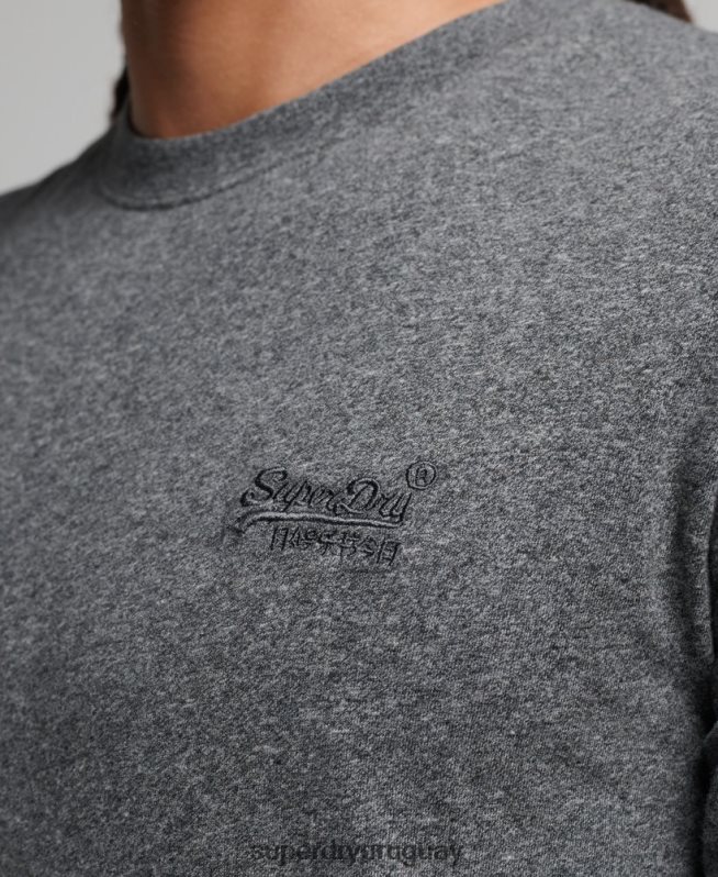 uy Superdry hombres top de algodón orgánico con logo vintage bordado gris DT2N8Z6401 ropa