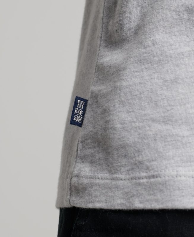 uy Superdry hombres top de algodón orgánico con logo vintage bordado gris claro DT2N8Z1549 ropa