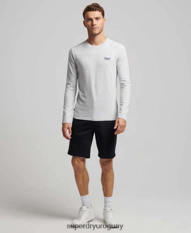 uy Superdry hombres top de algodón orgánico con logo vintage bordado gris claro DT2N8Z1549 ropa