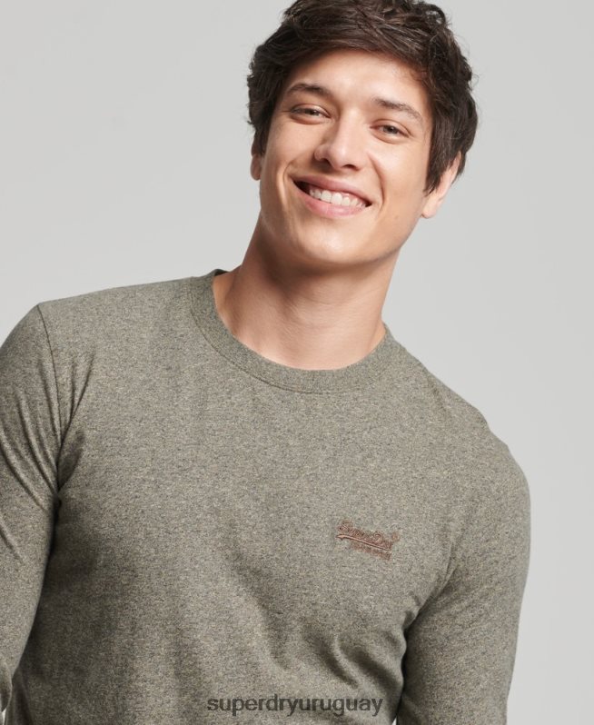 uy Superdry hombres top de algodón orgánico con logo vintage bordado marrón DT2N8Z6418 ropa