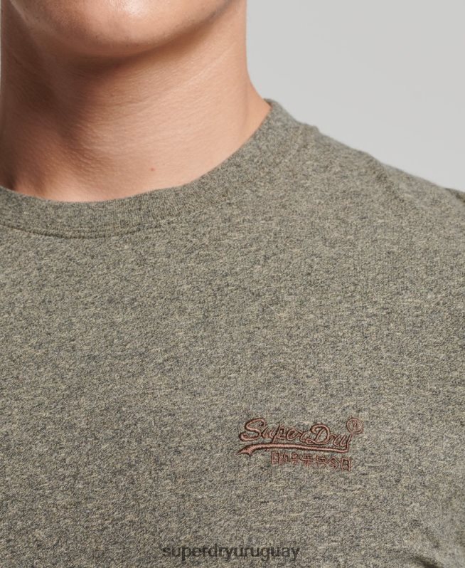 uy Superdry hombres top de algodón orgánico con logo vintage bordado marrón DT2N8Z6418 ropa