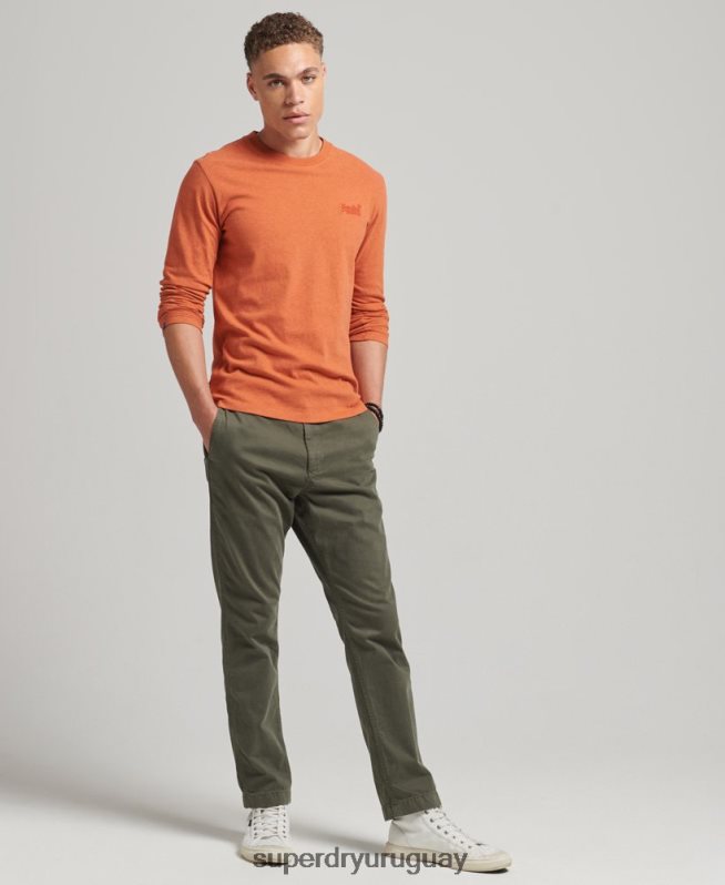 uy Superdry hombres top de algodón orgánico con logo vintage bordado naranja DT2N8Z1571 ropa