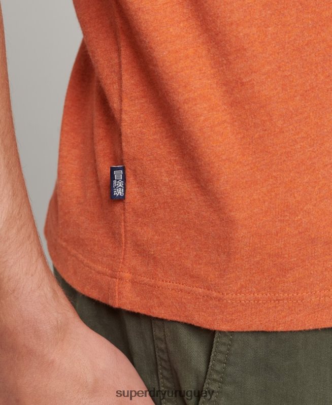 uy Superdry hombres top de algodón orgánico con logo vintage bordado naranja DT2N8Z1571 ropa