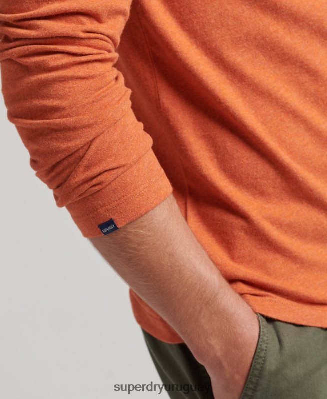 uy Superdry hombres top de algodón orgánico con logo vintage bordado naranja DT2N8Z1571 ropa