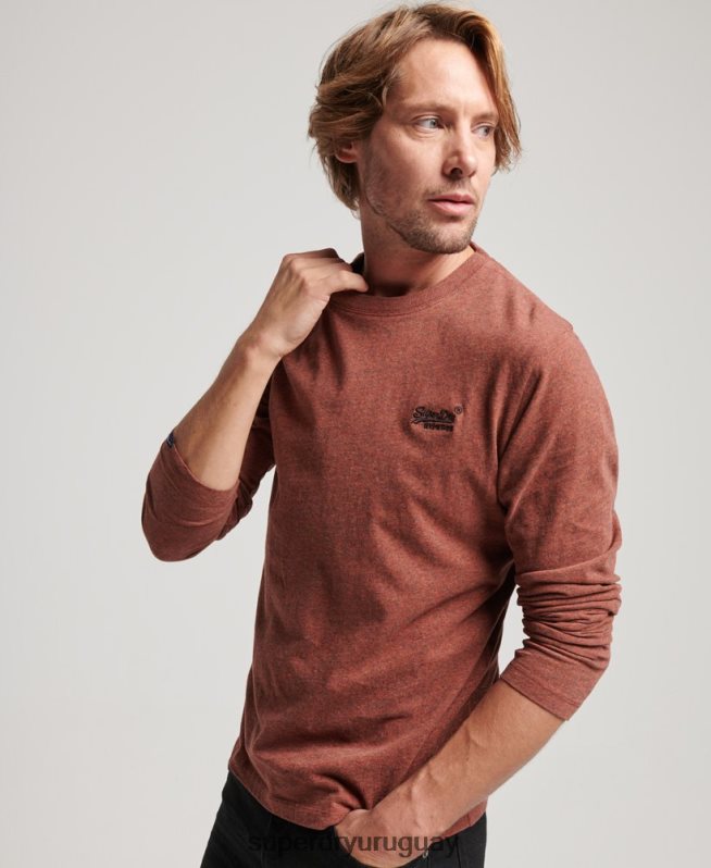 uy Superdry hombres top de algodón orgánico con logo vintage bordado rojo DT2N8Z1468 ropa