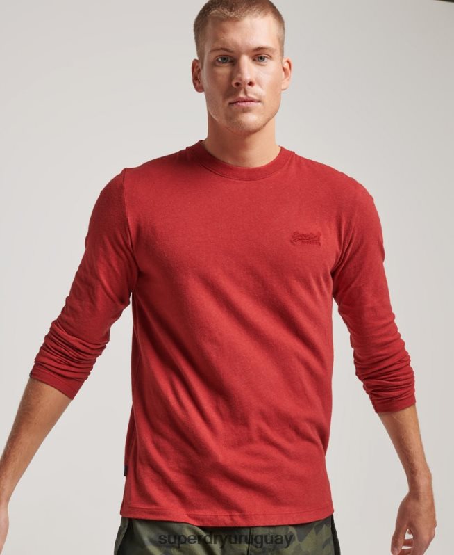 uy Superdry hombres top de algodón orgánico con logo vintage bordado rojo DT2N8Z1515 ropa