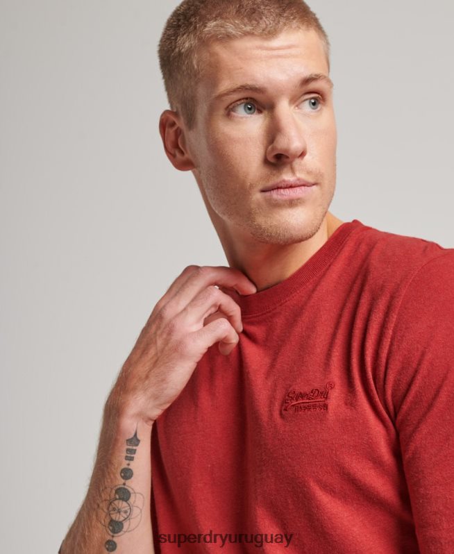 uy Superdry hombres top de algodón orgánico con logo vintage bordado rojo DT2N8Z1515 ropa