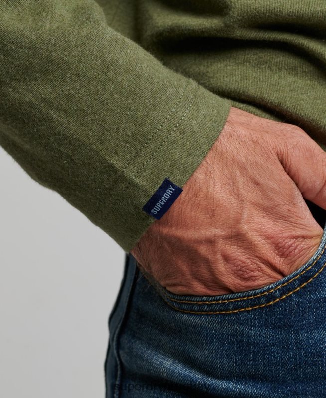 uy Superdry hombres top de algodón orgánico con logo vintage bordado verde DT2N8Z1477 ropa