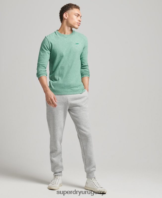 uy Superdry hombres top de algodón orgánico con logo vintage bordado verde DT2N8Z1542 ropa