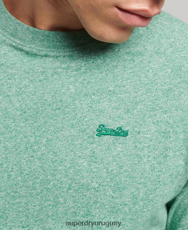 uy Superdry hombres top de algodón orgánico con logo vintage bordado verde DT2N8Z1542 ropa
