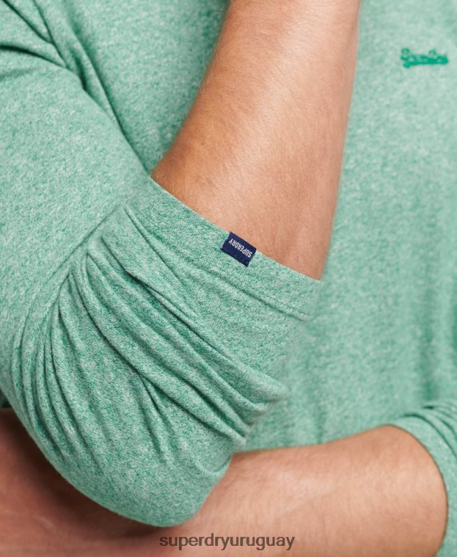 uy Superdry hombres top de algodón orgánico con logo vintage bordado verde DT2N8Z1542 ropa