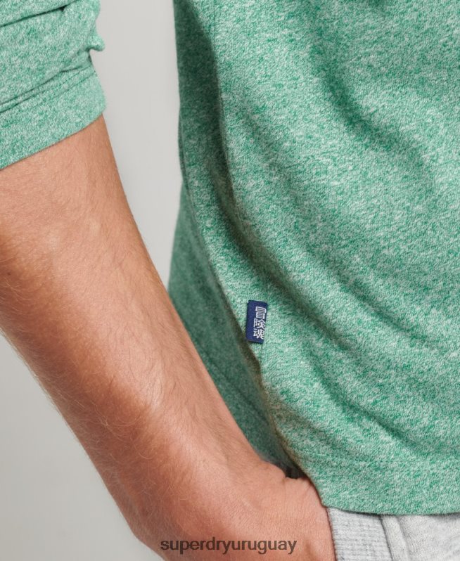 uy Superdry hombres top de algodón orgánico con logo vintage bordado verde DT2N8Z1542 ropa