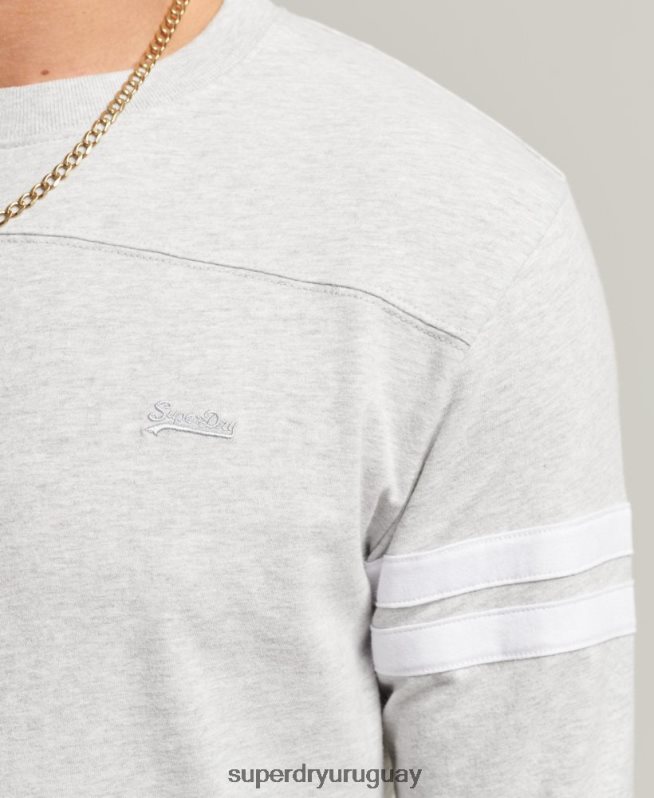uy Superdry hombres top de algodón orgánico con logo vintage gris claro DT2N8Z1509 ropa
