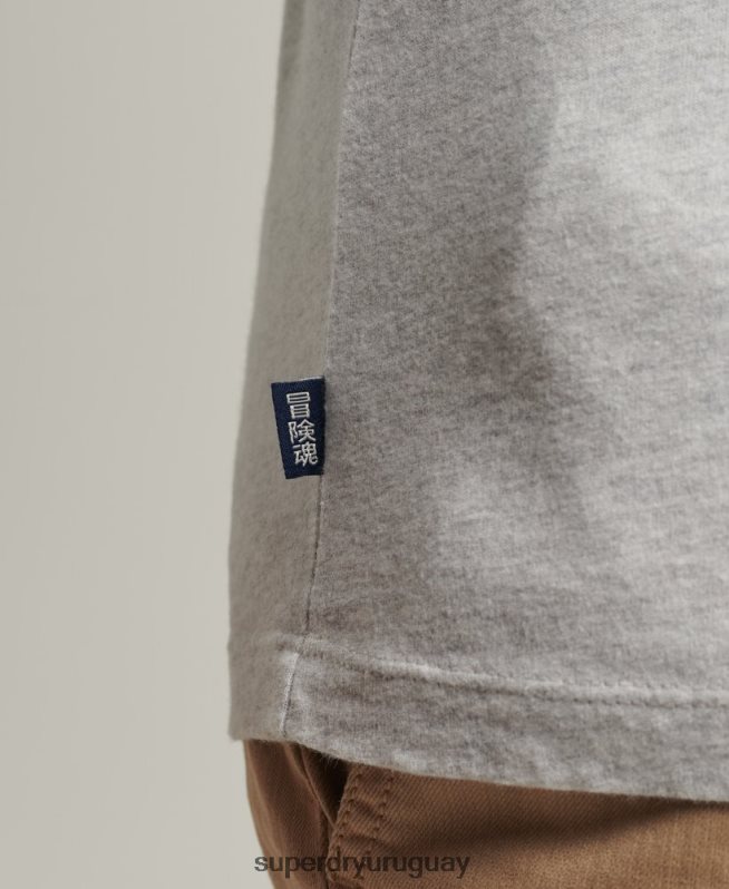 uy Superdry hombres top de algodón orgánico con logo vintage gris claro DT2N8Z1509 ropa