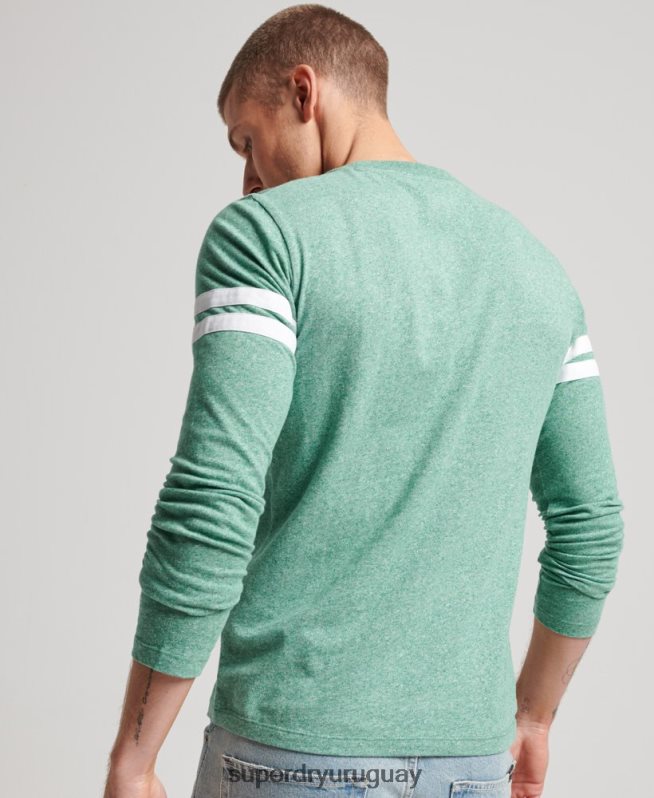 uy Superdry hombres top de algodón orgánico con logo vintage verde DT2N8Z1456 ropa