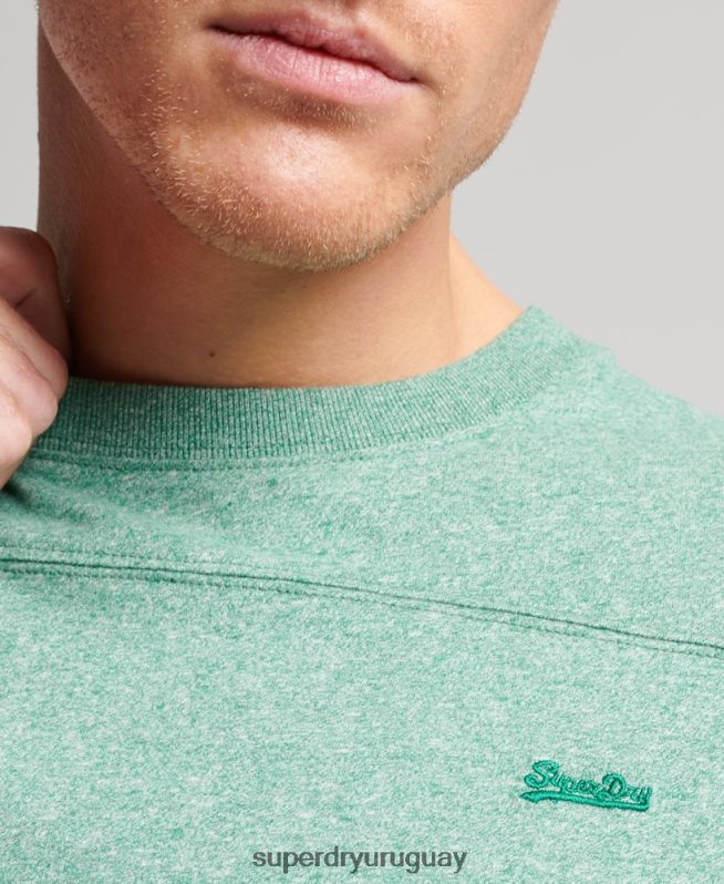 uy Superdry hombres top de algodón orgánico con logo vintage verde DT2N8Z1456 ropa