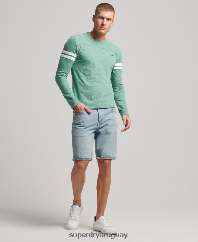 uy Superdry hombres top de algodón orgánico con logo vintage verde DT2N8Z1456 ropa