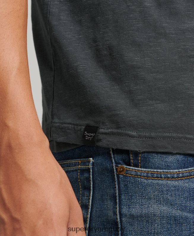 uy Superdry hombres top de béisbol de manga larga sobreteñido gris oscuro DT2N8Z1506 ropa