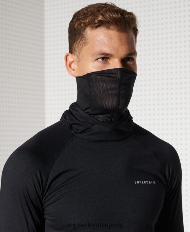 uy Superdry hombres top de capa intermedia con capucha negro DT2N8Z1437 ropa