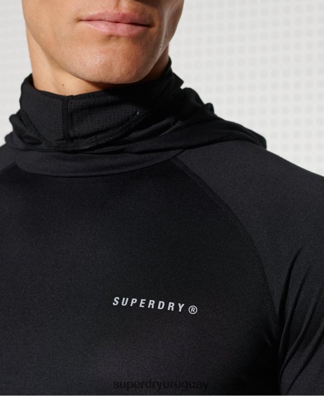 uy Superdry hombres top de capa intermedia con capucha negro DT2N8Z1437 ropa