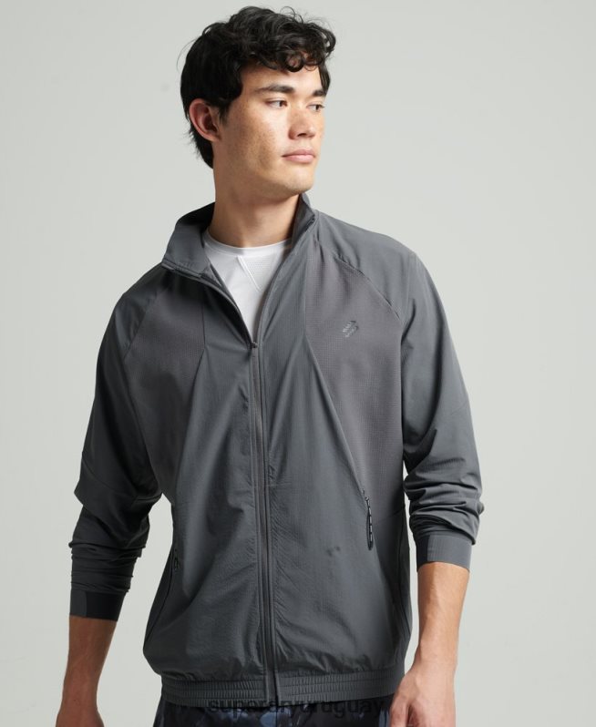 uy Superdry hombres top de chándal tejido elástico gris oscuro DT2N8Z5371 ropa
