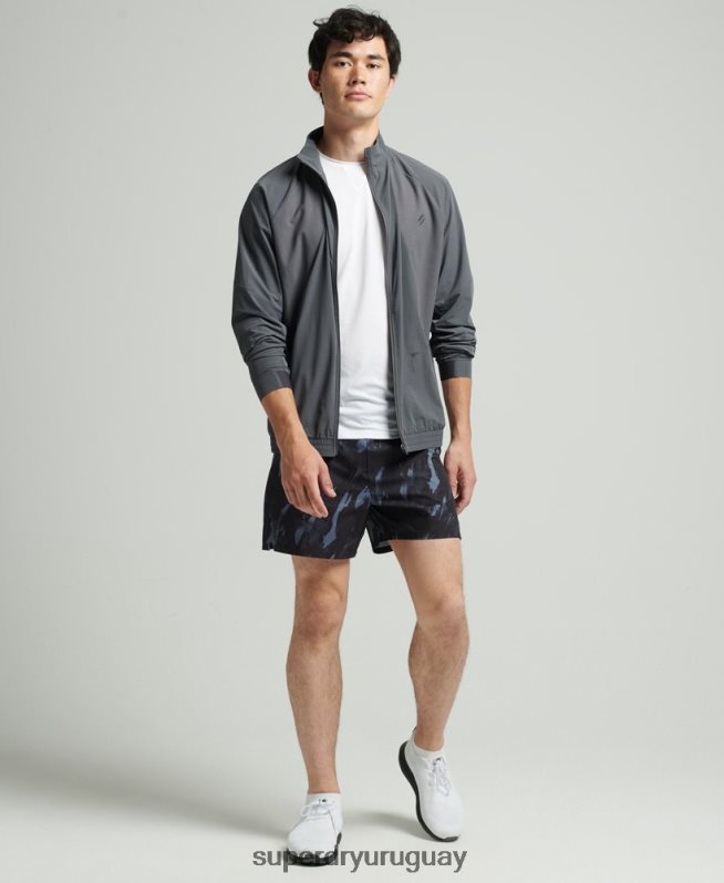 uy Superdry hombres top de chándal tejido elástico gris oscuro DT2N8Z5371 ropa