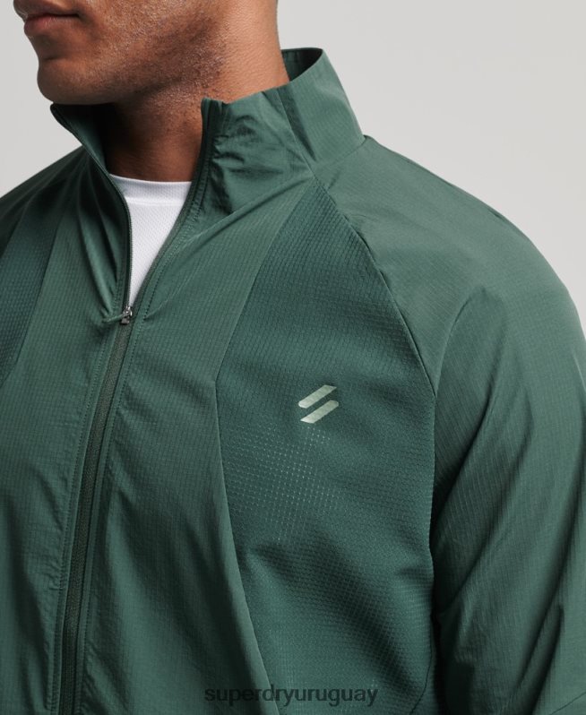 uy Superdry hombres top de chándal tejido elástico verde DT2N8Z5367 ropa
