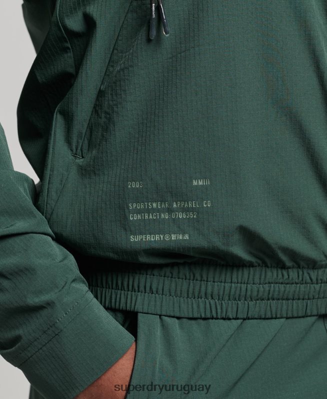 uy Superdry hombres top de chándal tejido elástico verde DT2N8Z5367 ropa