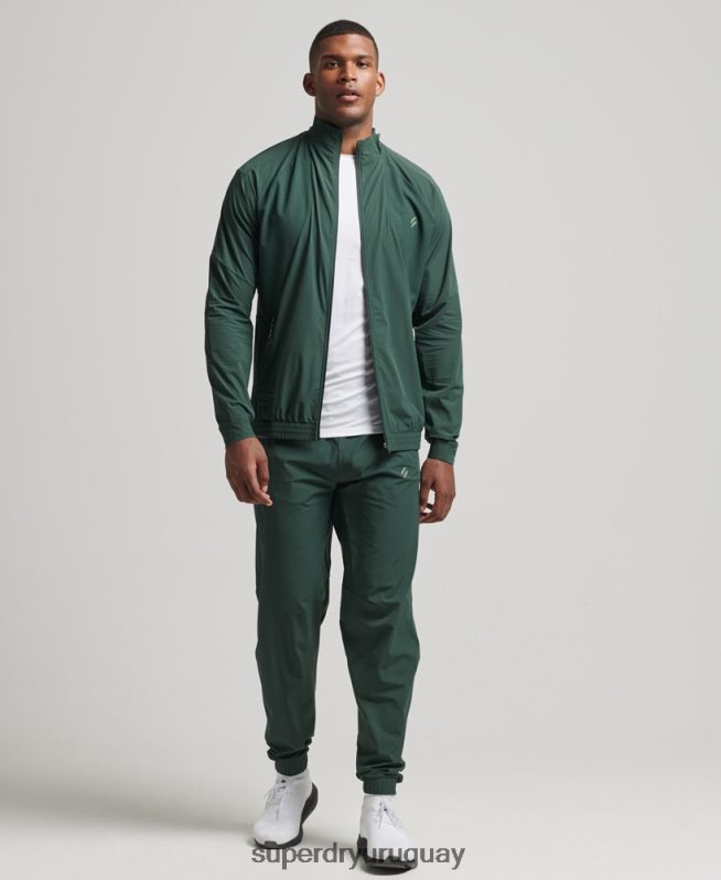 uy Superdry hombres top de chándal tejido elástico verde DT2N8Z5367 ropa