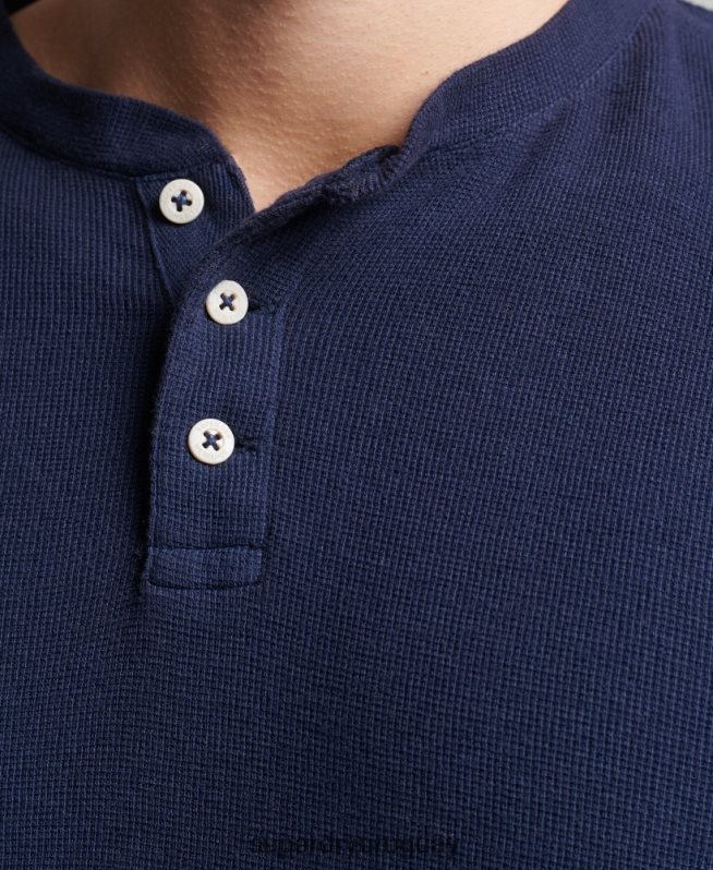 uy Superdry hombres top de manga larga con cuello tunecino y diseño waffle de algodón orgánico Armada DT2N8Z1465 ropa