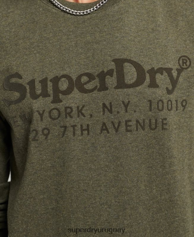 uy Superdry hombres top de manga larga con logo a tono caqui DT2N8Z1569 ropa