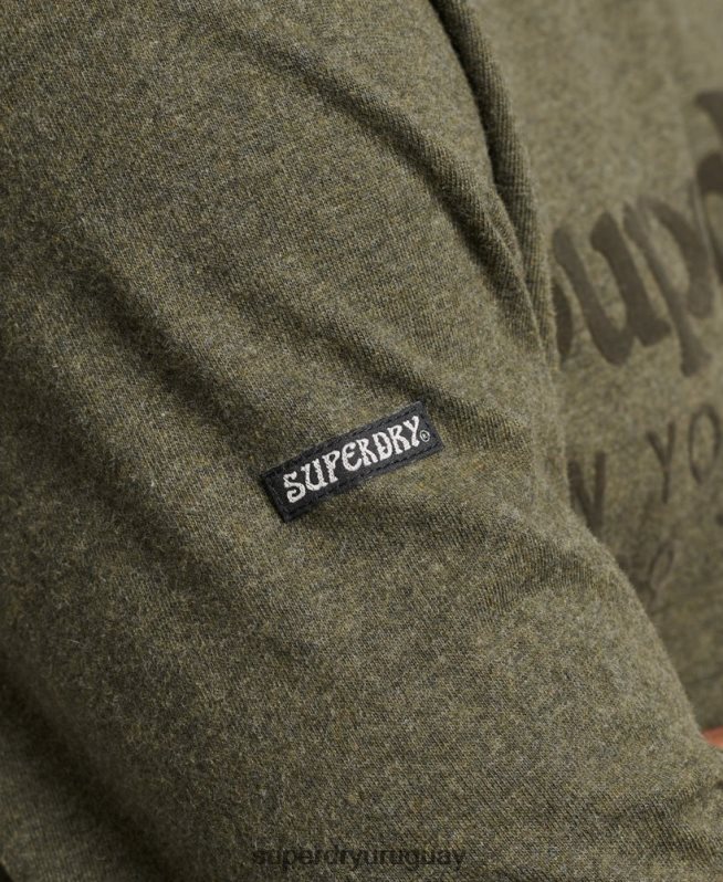 uy Superdry hombres top de manga larga con logo a tono caqui DT2N8Z1569 ropa