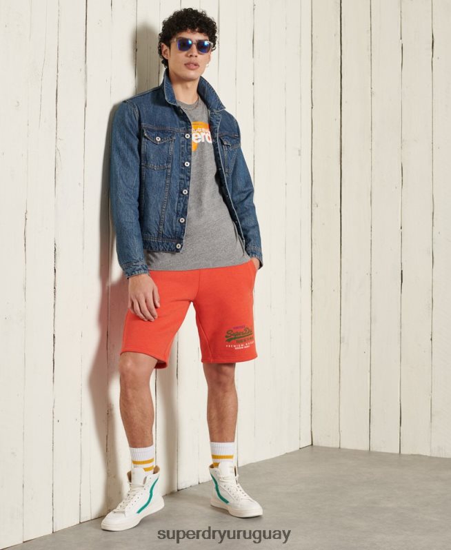 uy Superdry hombres top de manga larga con logo central cali gris DT2N8Z6462 ropa