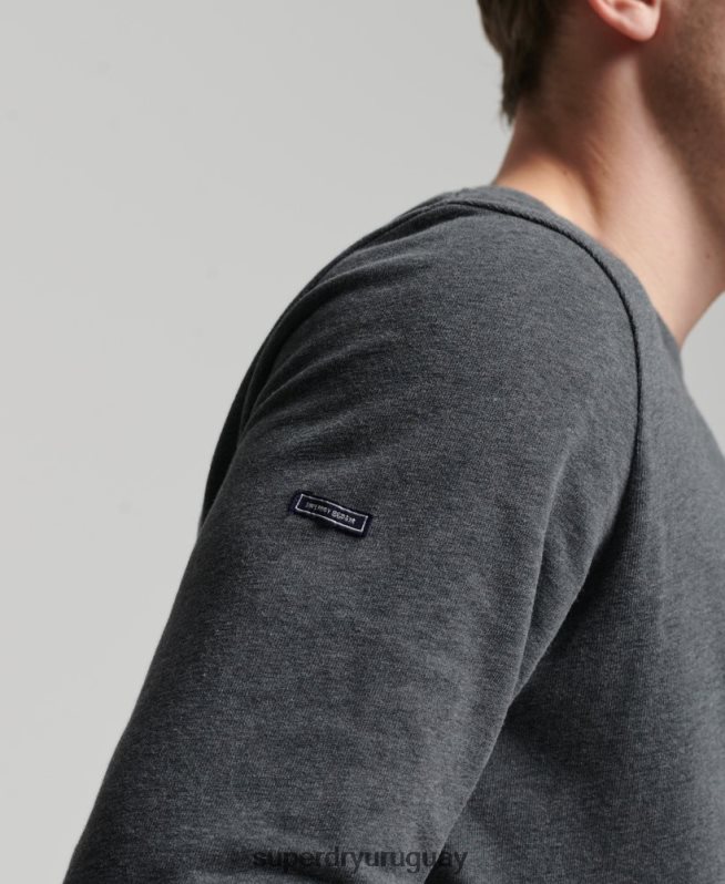 uy Superdry hombres top de manga larga con logo vintage gris DT2N8Z1564 ropa