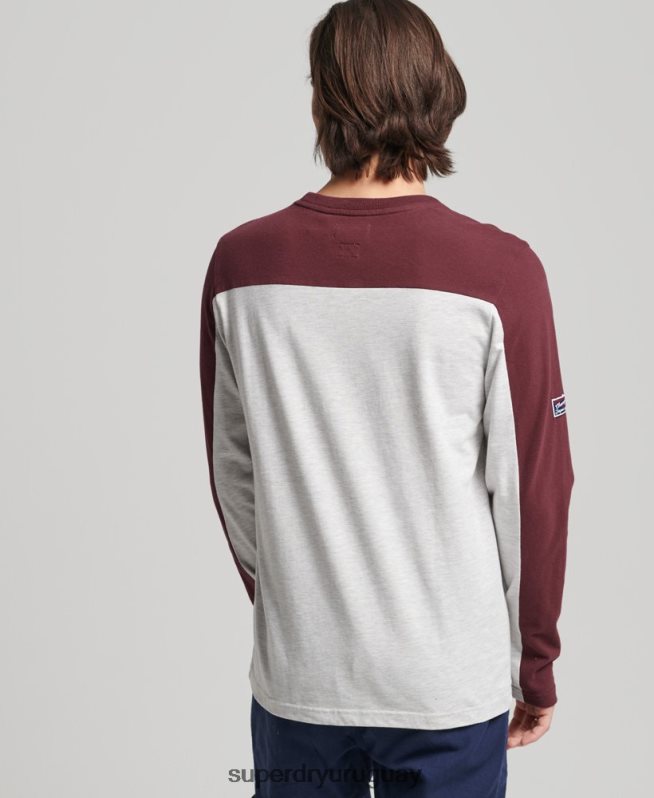 uy Superdry hombres top de manga larga con logo vintage universitario gris claro DT2N8Z1591 ropa