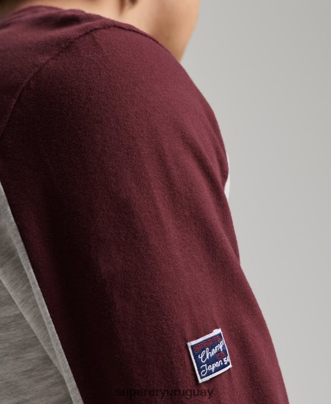 uy Superdry hombres top de manga larga con logo vintage universitario gris claro DT2N8Z1591 ropa