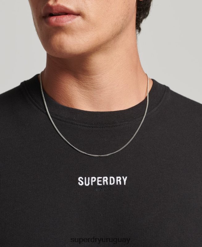 uy Superdry hombres top de manga larga con micrologo negro DT2N8Z1568 ropa