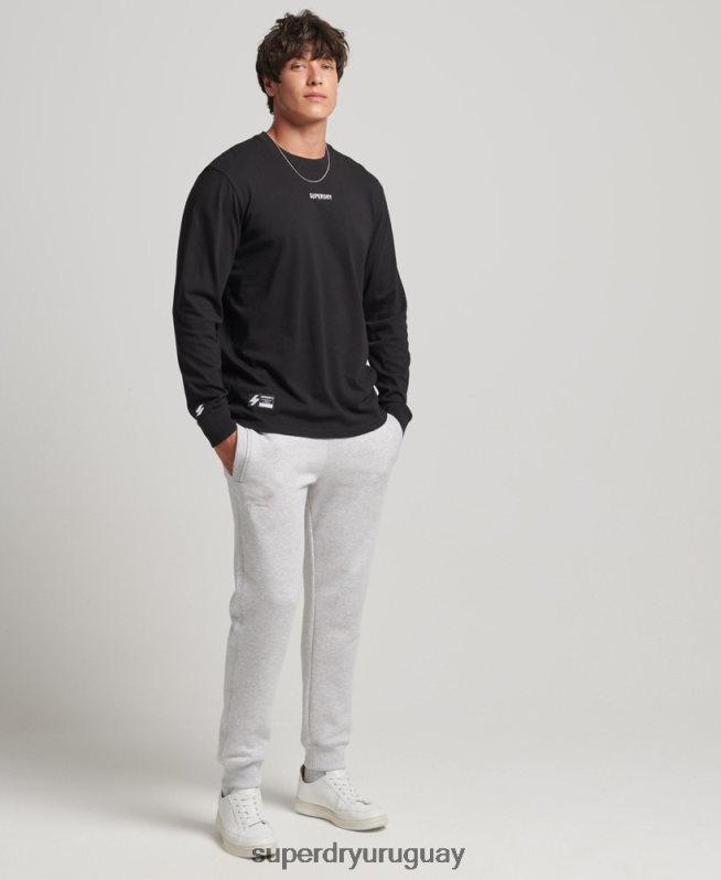 uy Superdry hombres top de manga larga con micrologo negro DT2N8Z1568 ropa