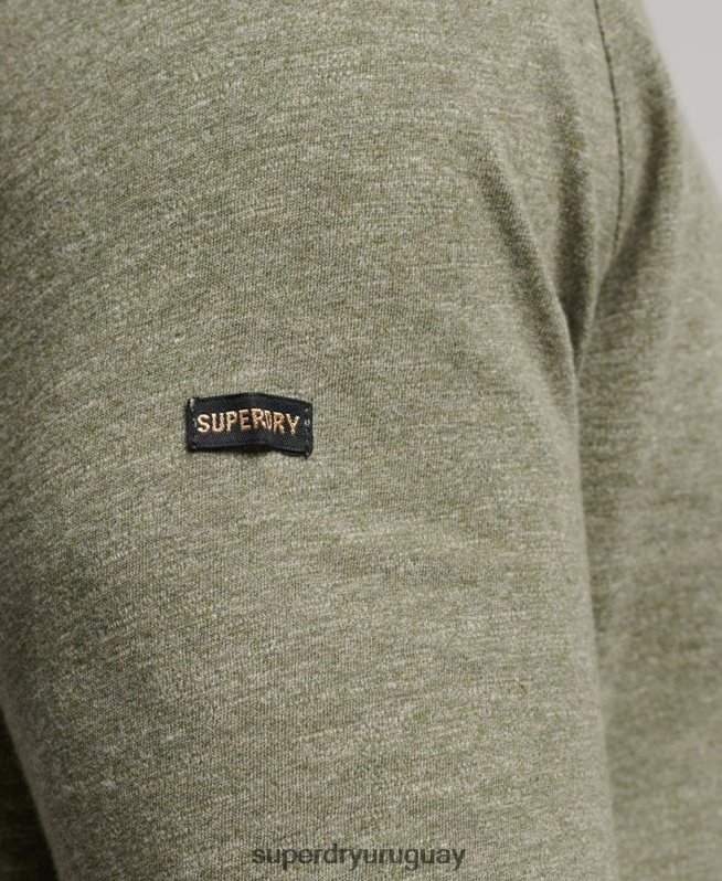 uy Superdry hombres top de manga larga de punto flameado caqui DT2N8Z1541 ropa