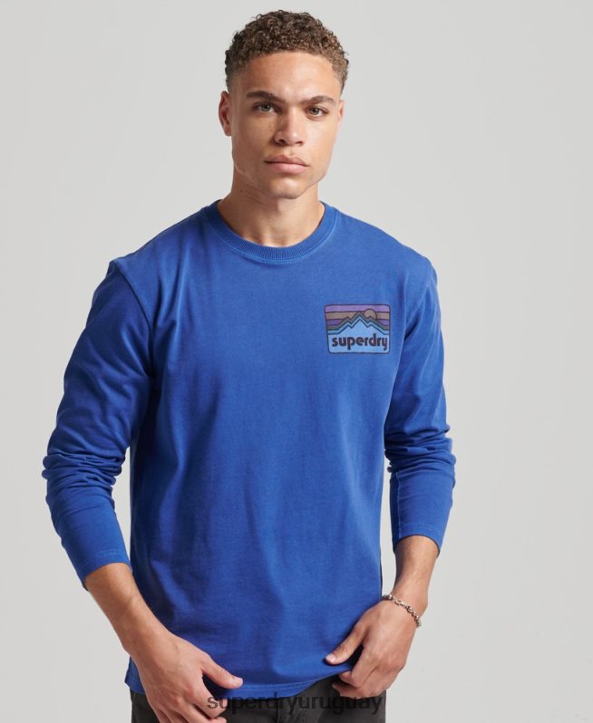 uy Superdry hombres top de manga larga de terreno de los años 90 Armada DT2N8Z6404 ropa