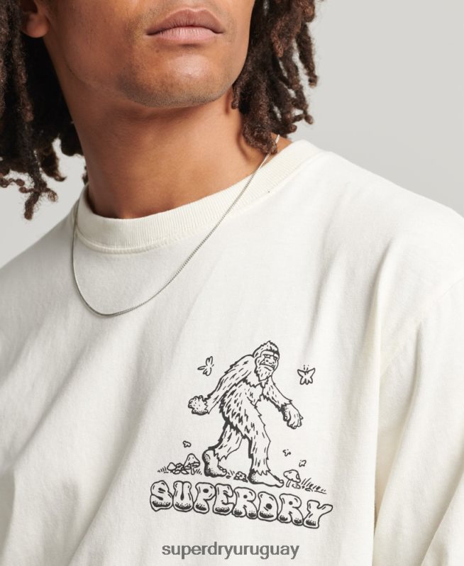 uy Superdry hombres top de manga larga en el bosque blanco DT2N8Z1538 ropa