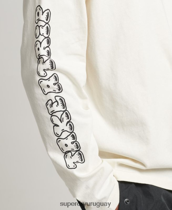 uy Superdry hombres top de manga larga en el bosque blanco DT2N8Z1538 ropa