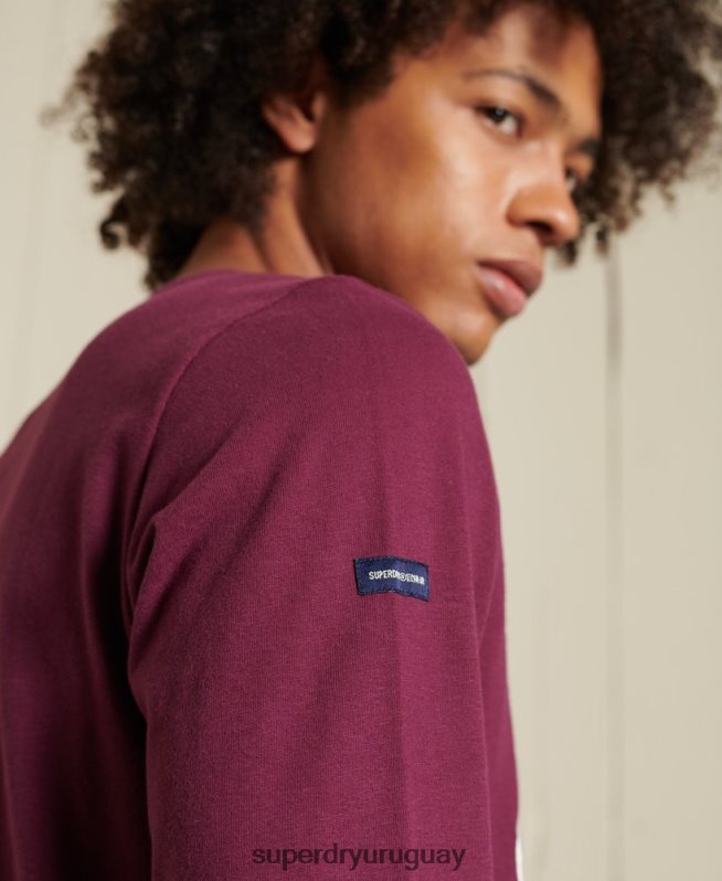 uy Superdry hombres top de manga larga estilo script púrpura DT2N8Z1585 ropa