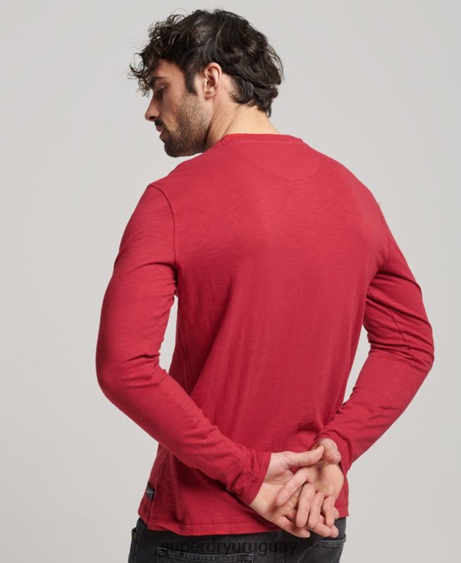 uy Superdry hombres top de manga larga flameado sobreteñido rojo DT2N8Z1492 ropa