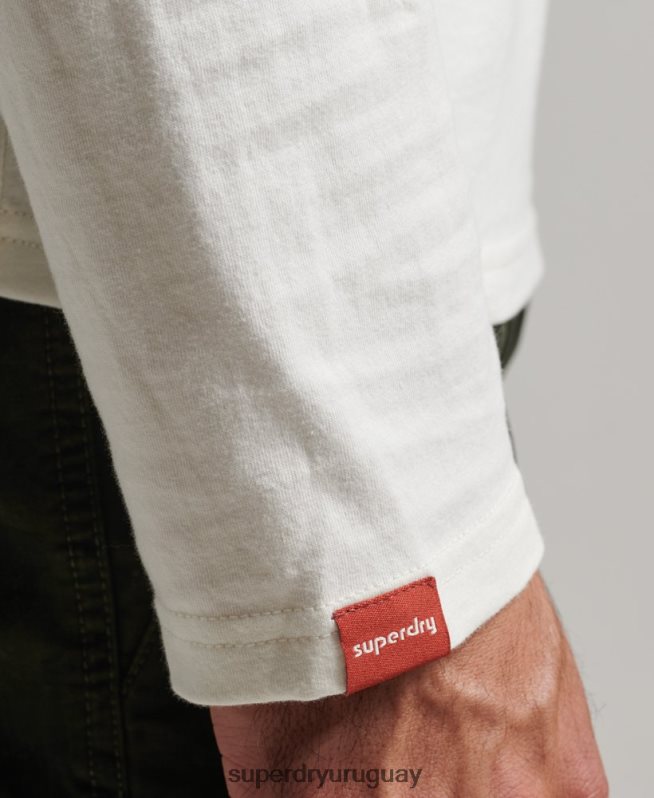 uy Superdry hombres top de manga larga neón con logo vintage crema DT2N8Z1495 ropa